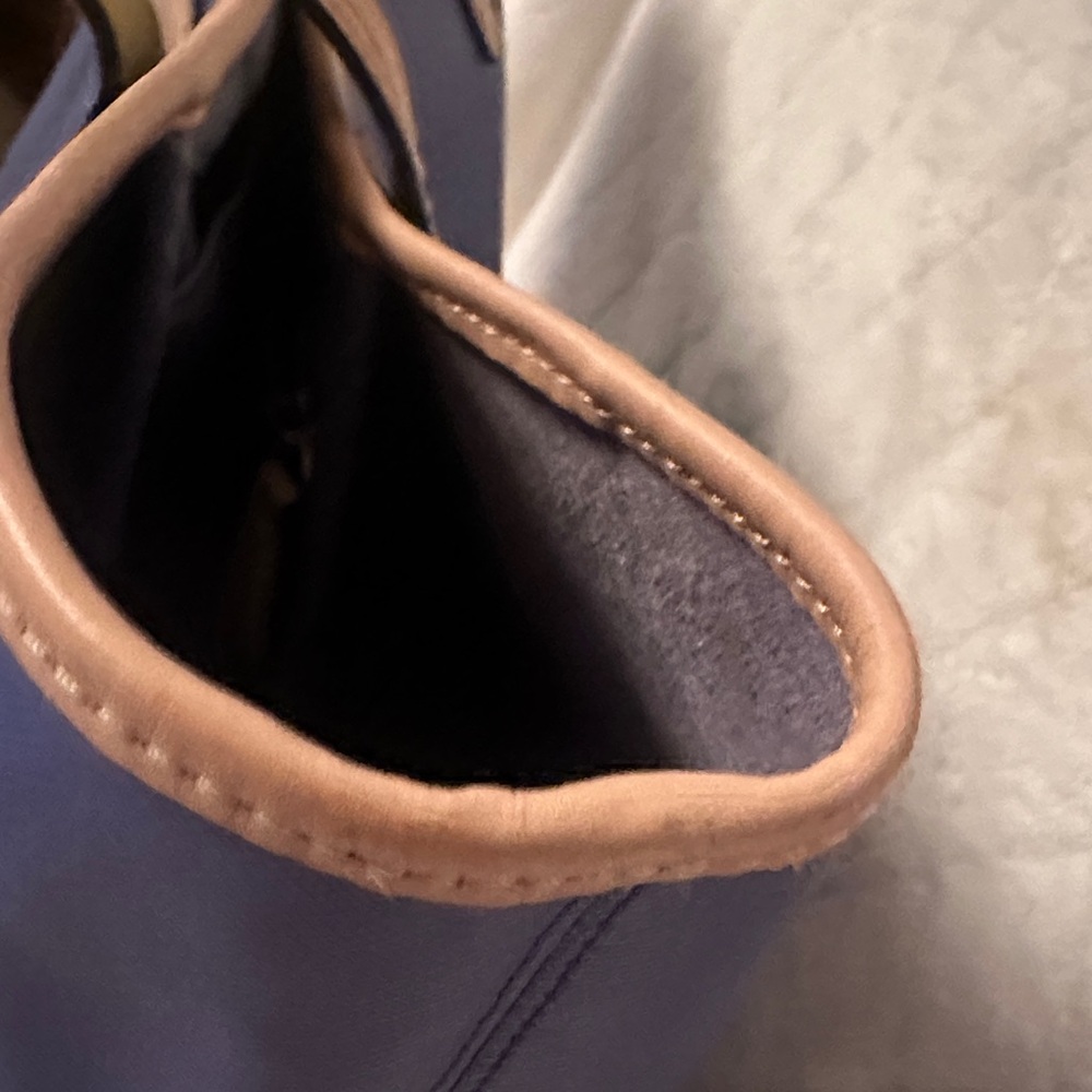 Project Coach Blue Leather Tote with Tan Accents/ handles are tan and yellow - Picture 5 of 16